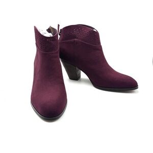 Violet & Red Women's Jackson Lazer Cut Topline Bootie Burgundy Suede Size 7.5